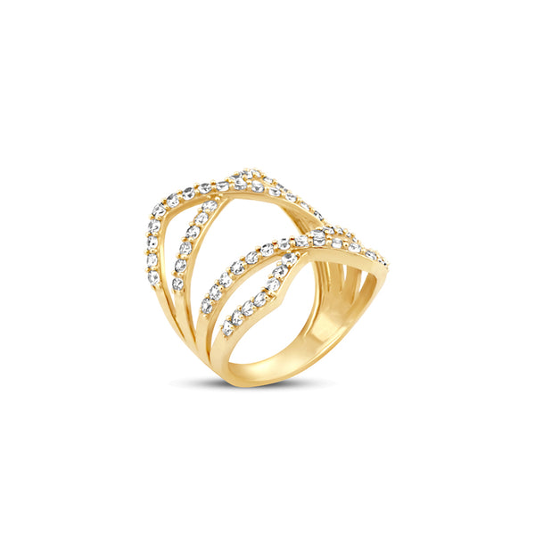 Double CZ Criss Cross Ring